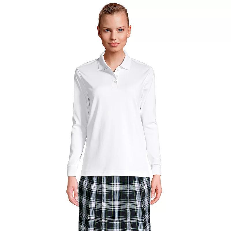 Women's Tall Lands' End School Uniform Long Sleeve Interlock Polo,  Product Image