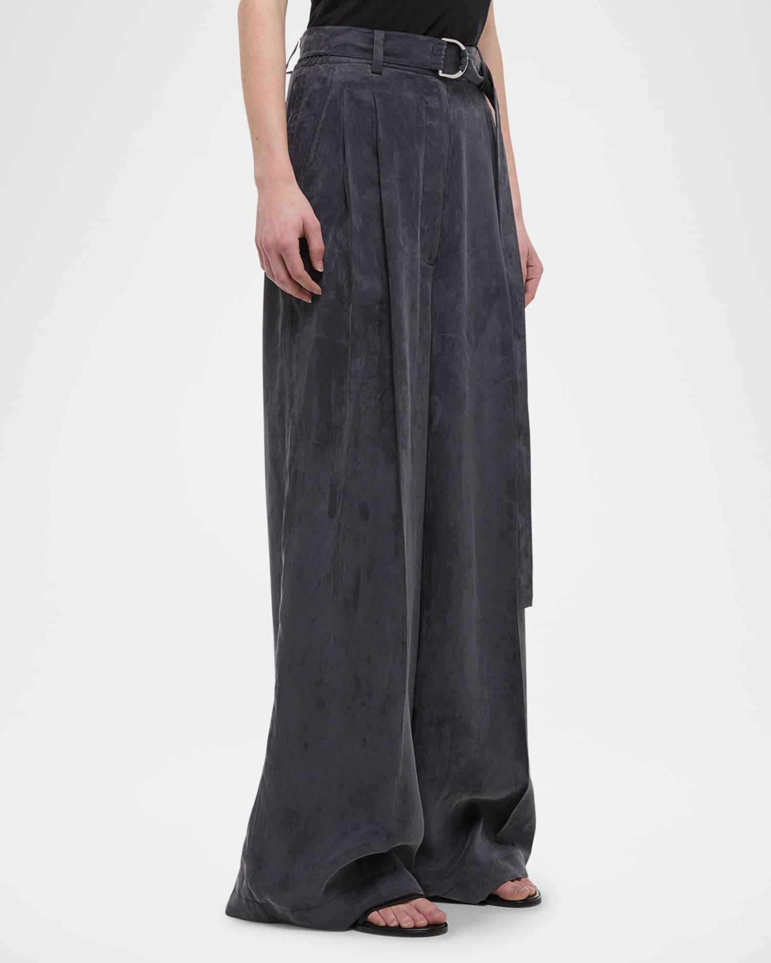 Fluid Wide-Leg Trousers with Belt Product Image