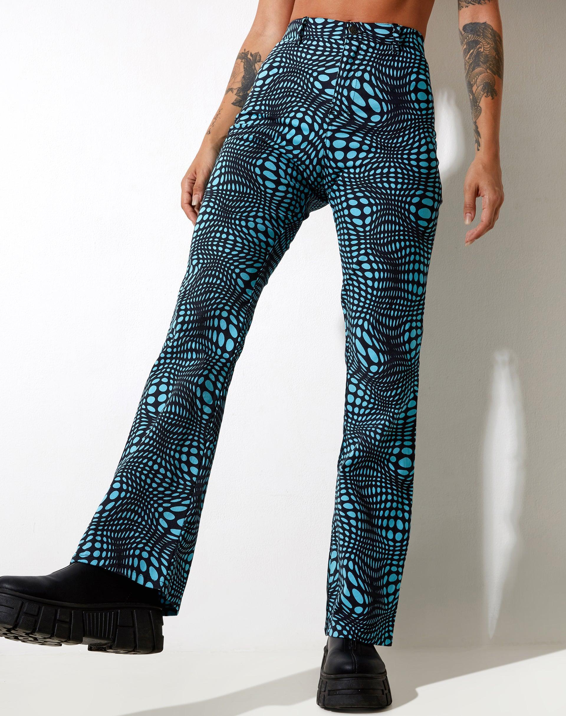 Zoven Flare Trouser in Optic Polka Blue Product Image