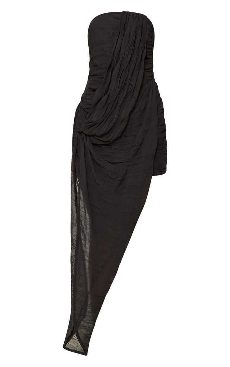 Black Ruched Chiffon Drape Bandeau Midaxi Dress Product Image