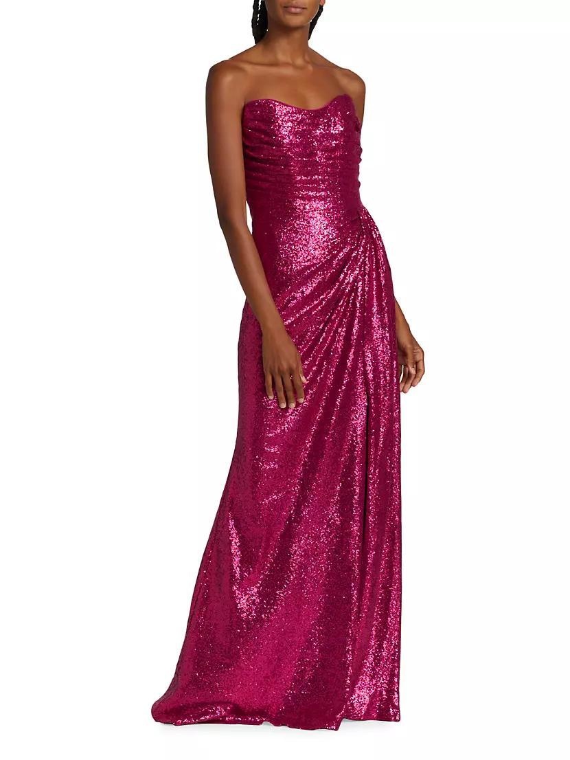 Strapless Sequin Draped Gown Product Image