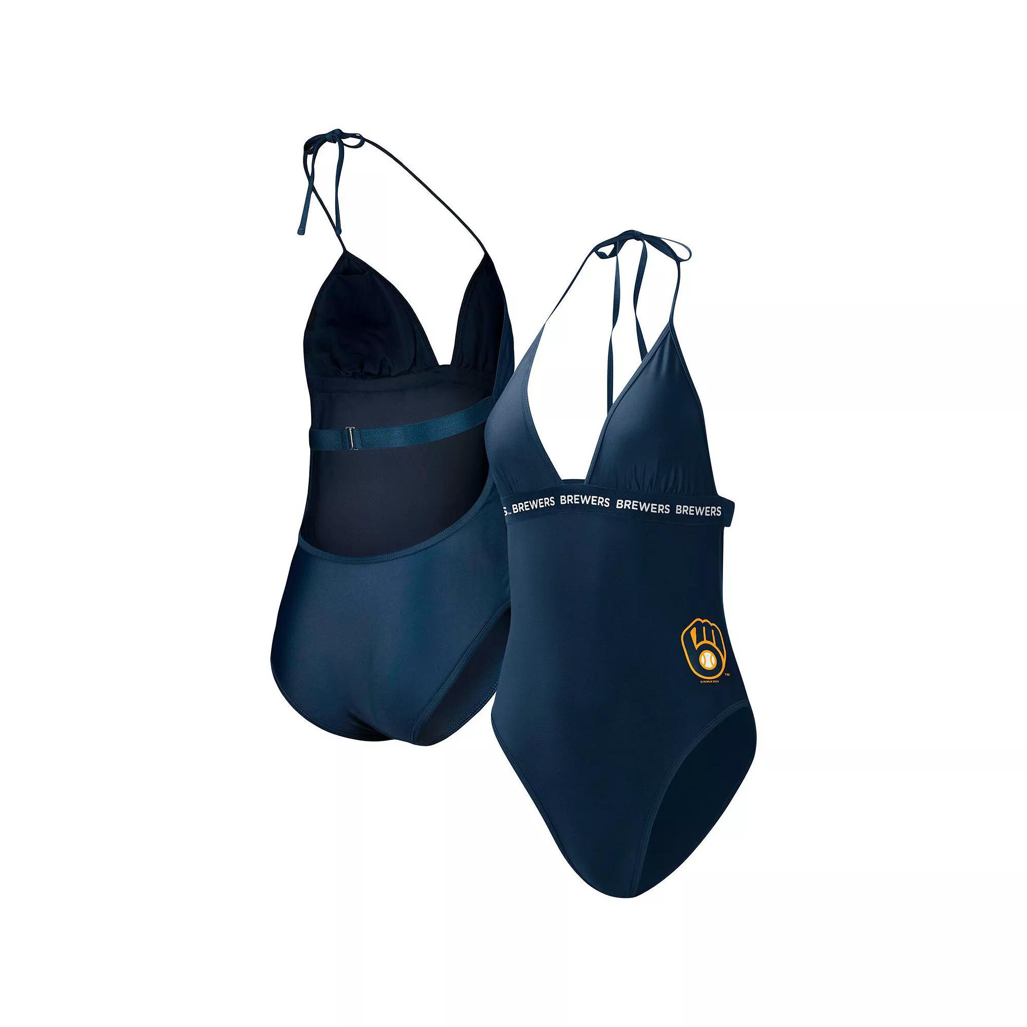 Women's G-III 4Her by Carl Banks Navy Milwaukee Brewers Full Count One-Piece Swimsuit, Size: XL, Blue Product Image