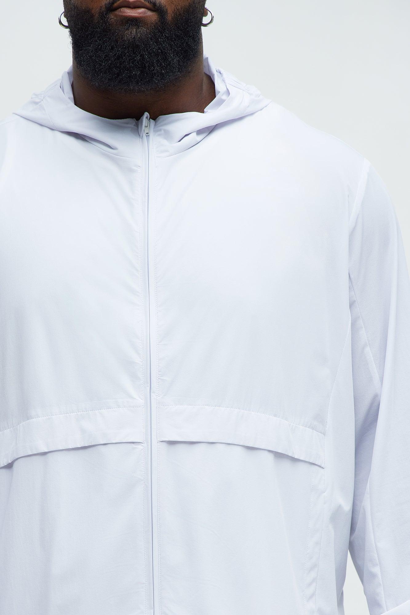 Lightweight Stretch Hooded Running Windbreaker Jacket - White Product Image
