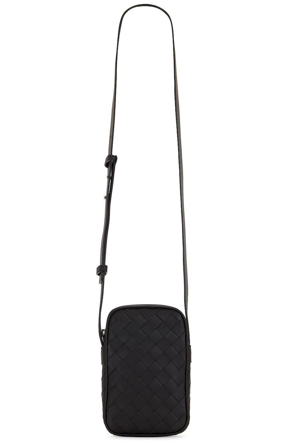 BOTTEGA VENETA Structured Phone Pouch In Black Silver Product Image