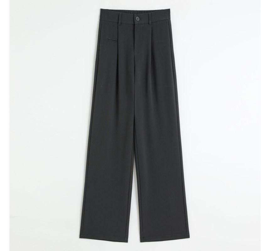 High Rise Plain Wide Leg Dress Pants (Various Designs) Product Image