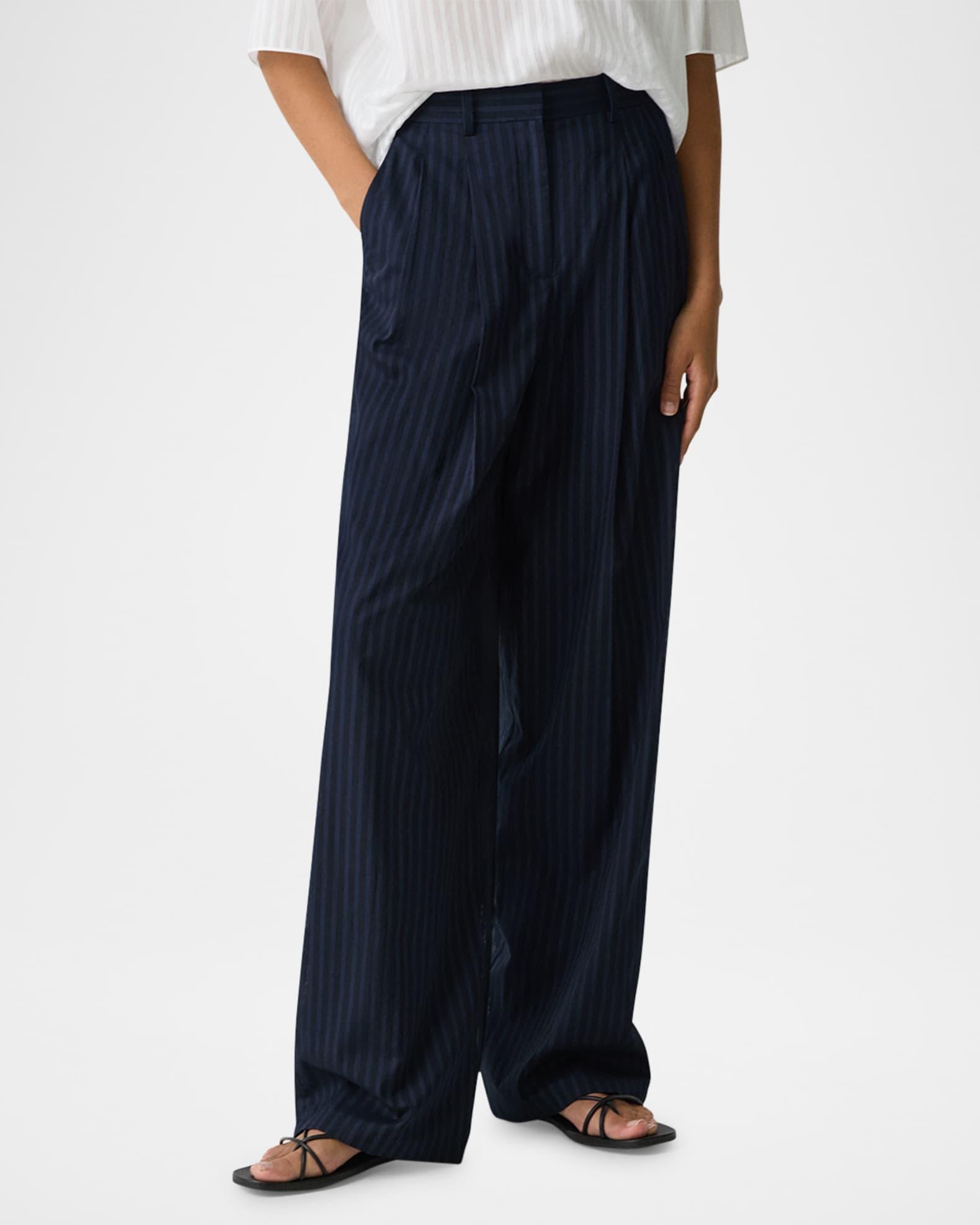 Pinstripe Double-Pleated Pants Product Image