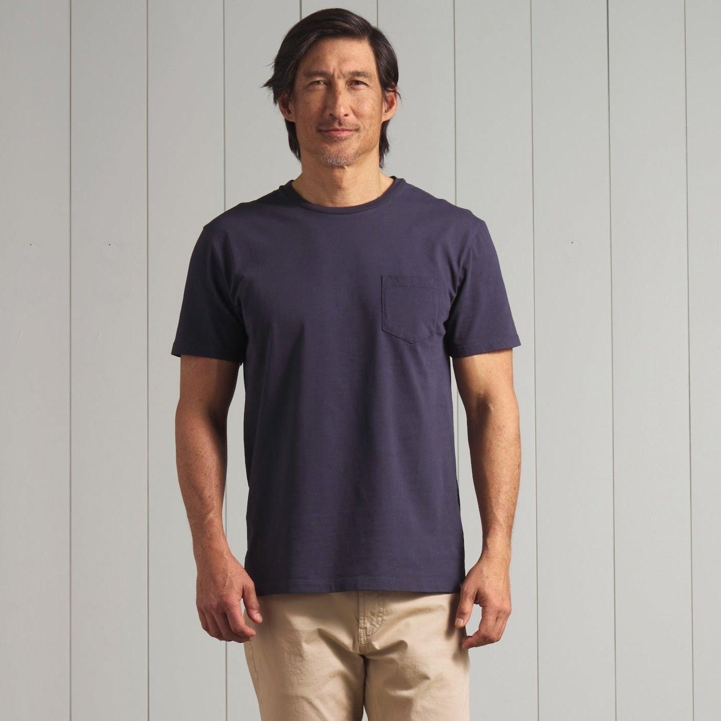 Pima Cotton Pocket Tee - Navy Product Image