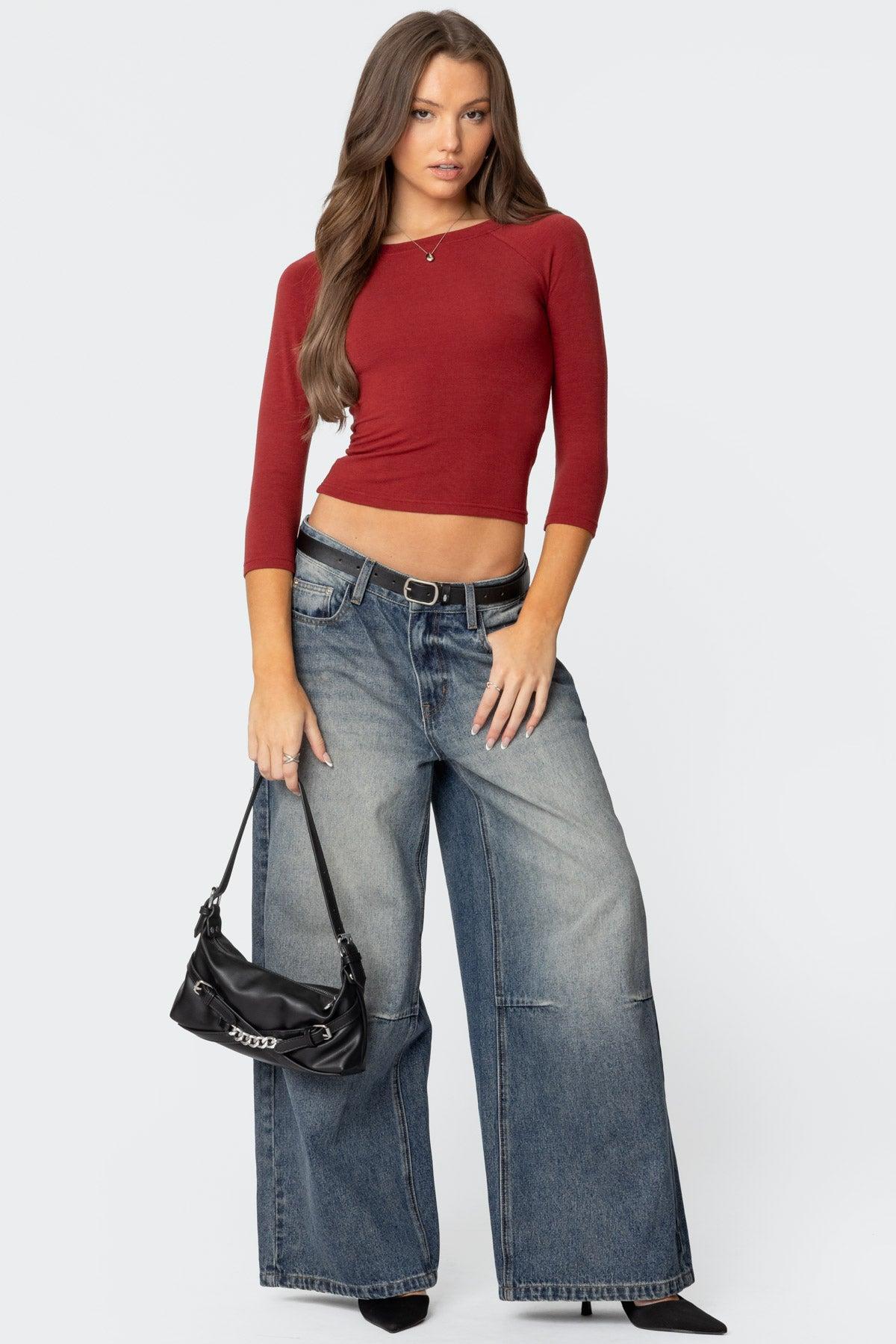 Mary Quarter Sleeve Wide Neck Top Product Image