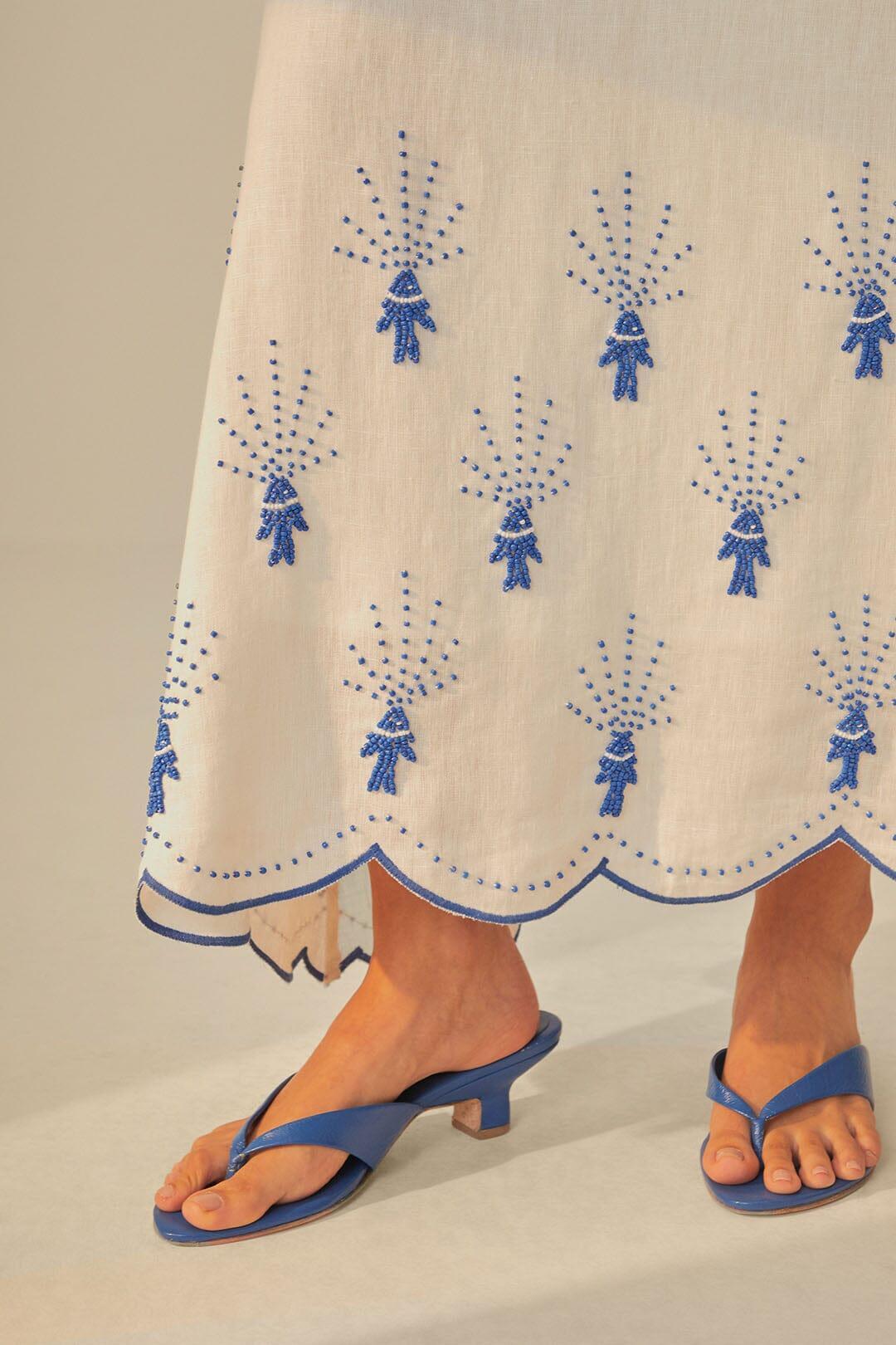 Off-White Sea Of Fish Embroidered Midi Dress Product Image