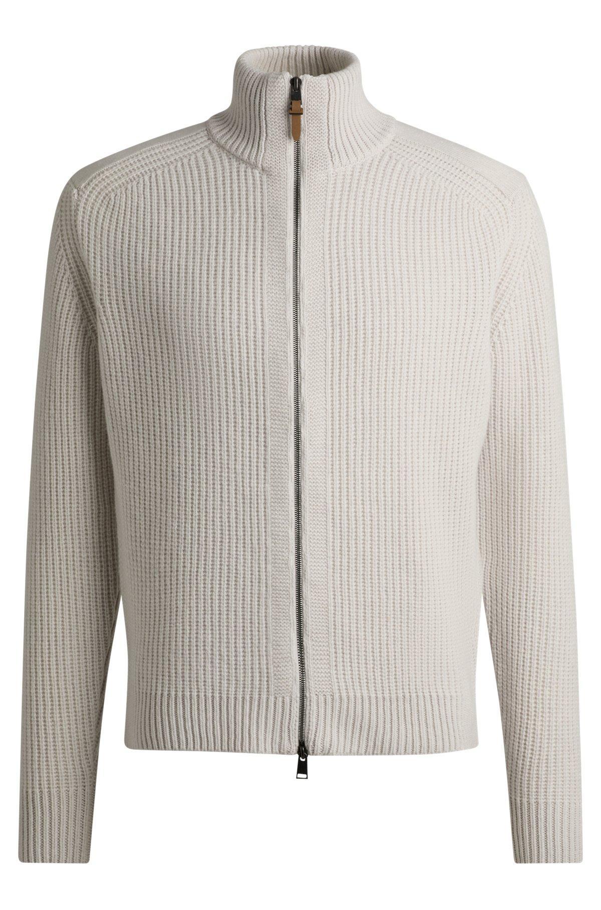 Zip-up cardigan in wool and cashmere Product Image