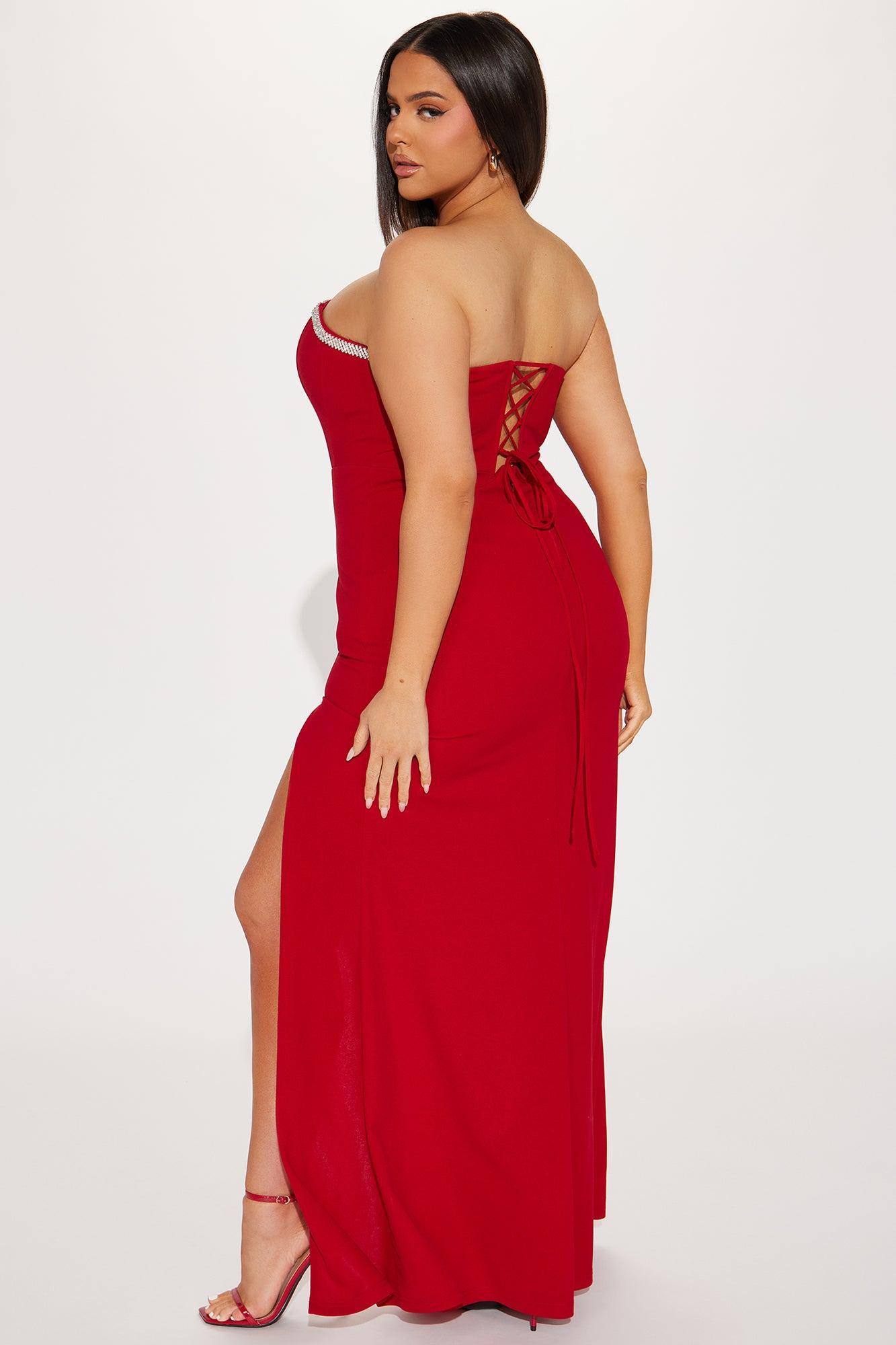 Ruby Strapless Maxi Dress - Red Product Image