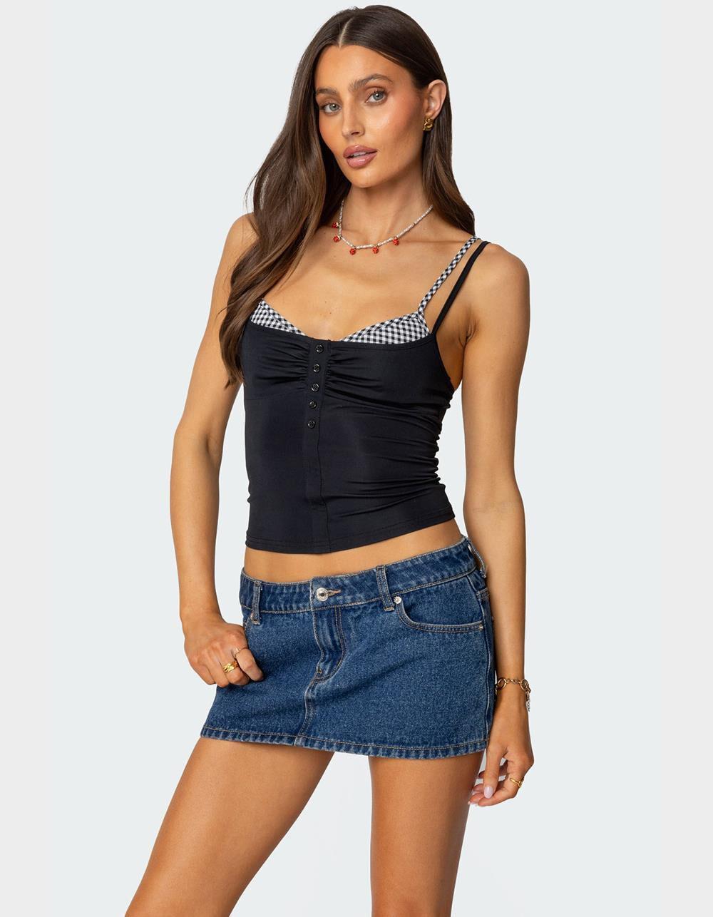 EDIKTED Gingham Layered Tank Top Product Image