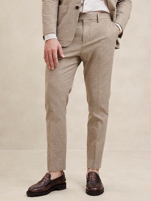 Tailored-Fit Linen-Blend Glen Plaid Suit Trouser Product Image