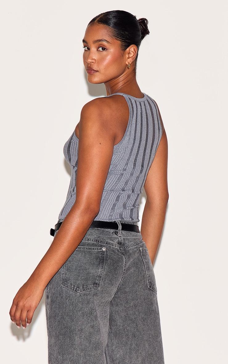 Charcoal Ladder Knit Cami Top Product Image