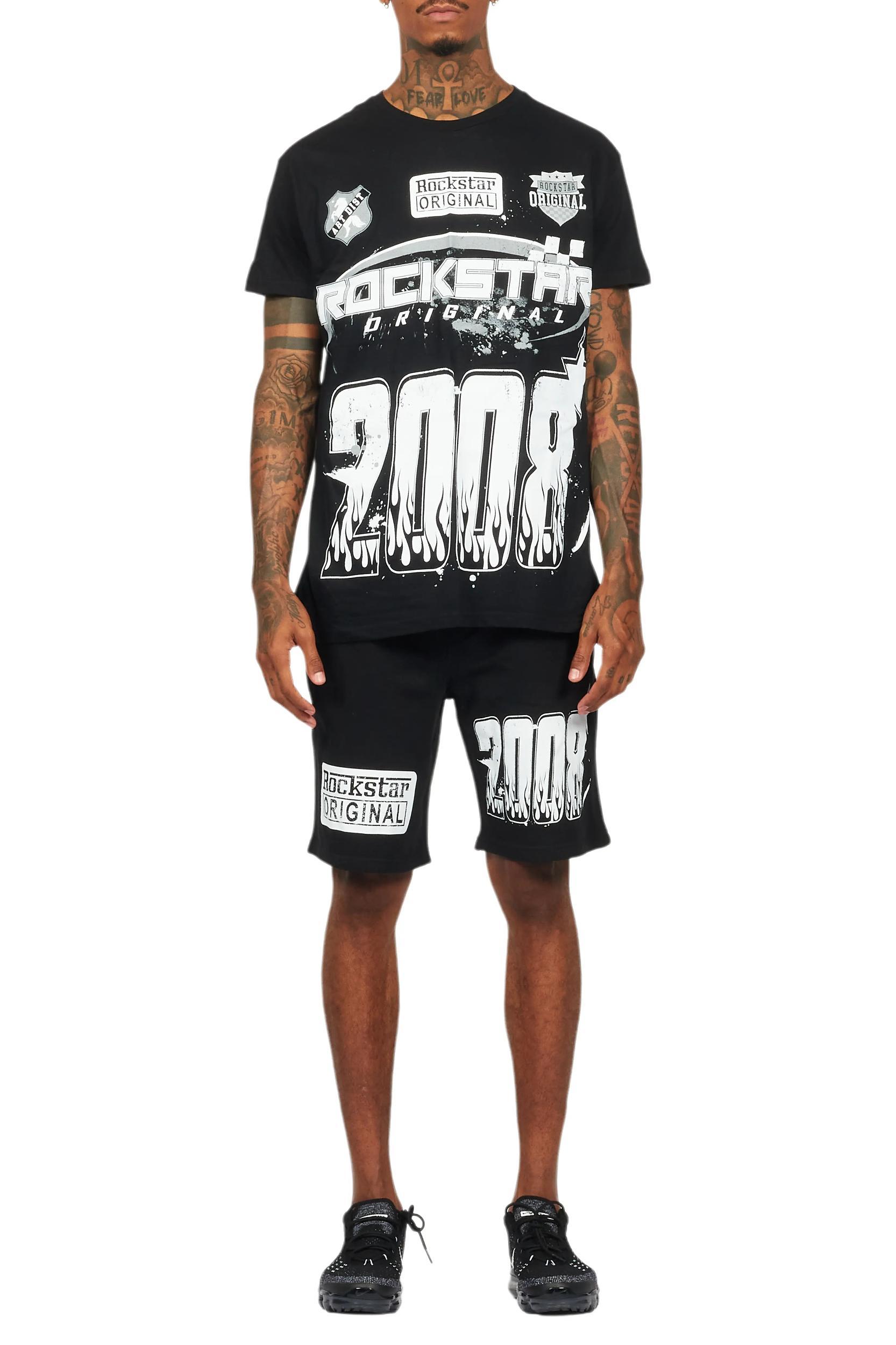 Amos Black Graphic T-Shirt Short Set Male Product Image