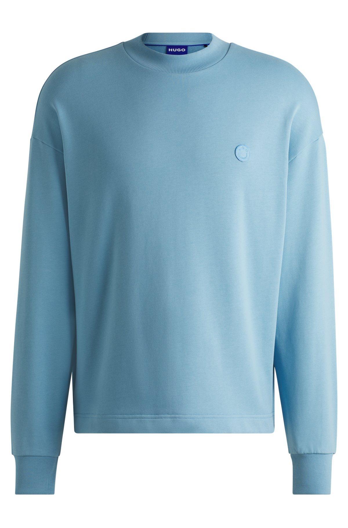 Cotton-terry sweatshirt with Happy HUGO Product Image