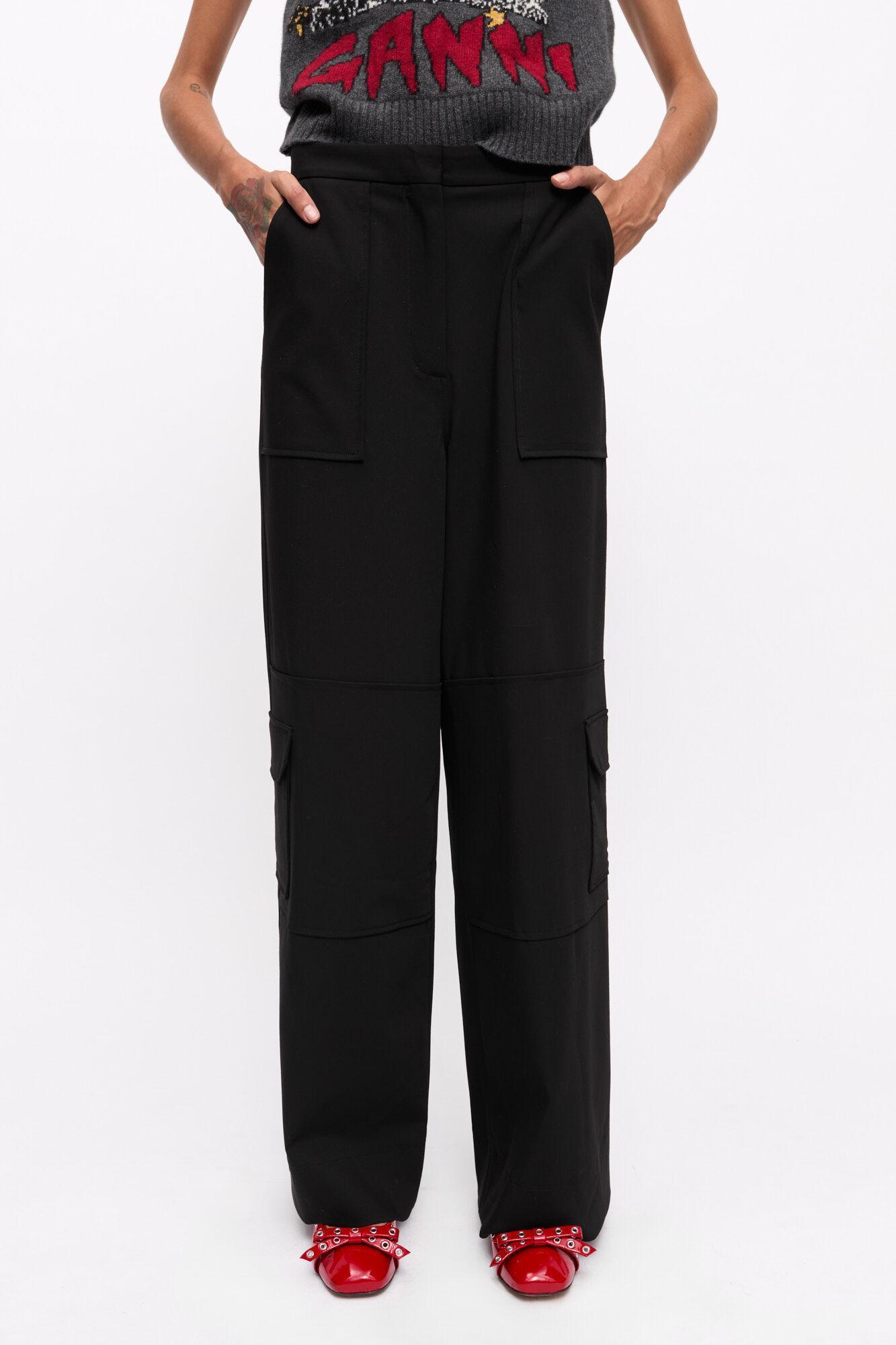 Black Twill Suiting Cargo Pants Product Image