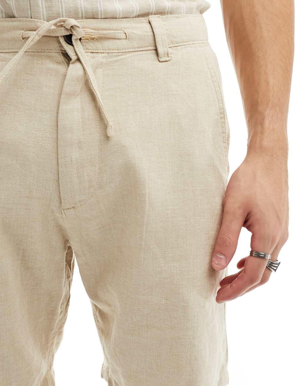 Selected Homme linen mix shorts in beige Product Image