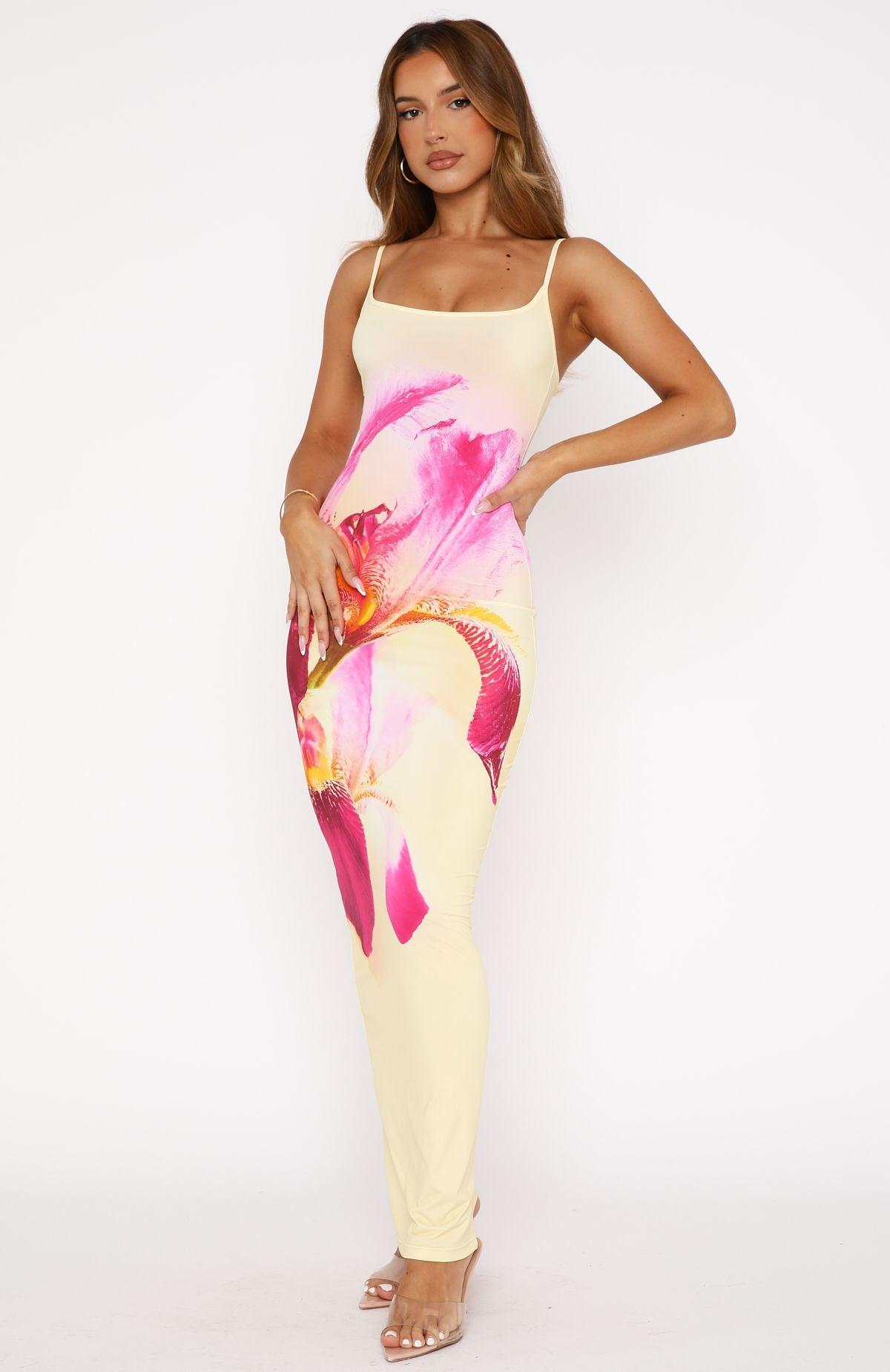 Feeling The Heat Maxi Dress Lemon Spritz Product Image