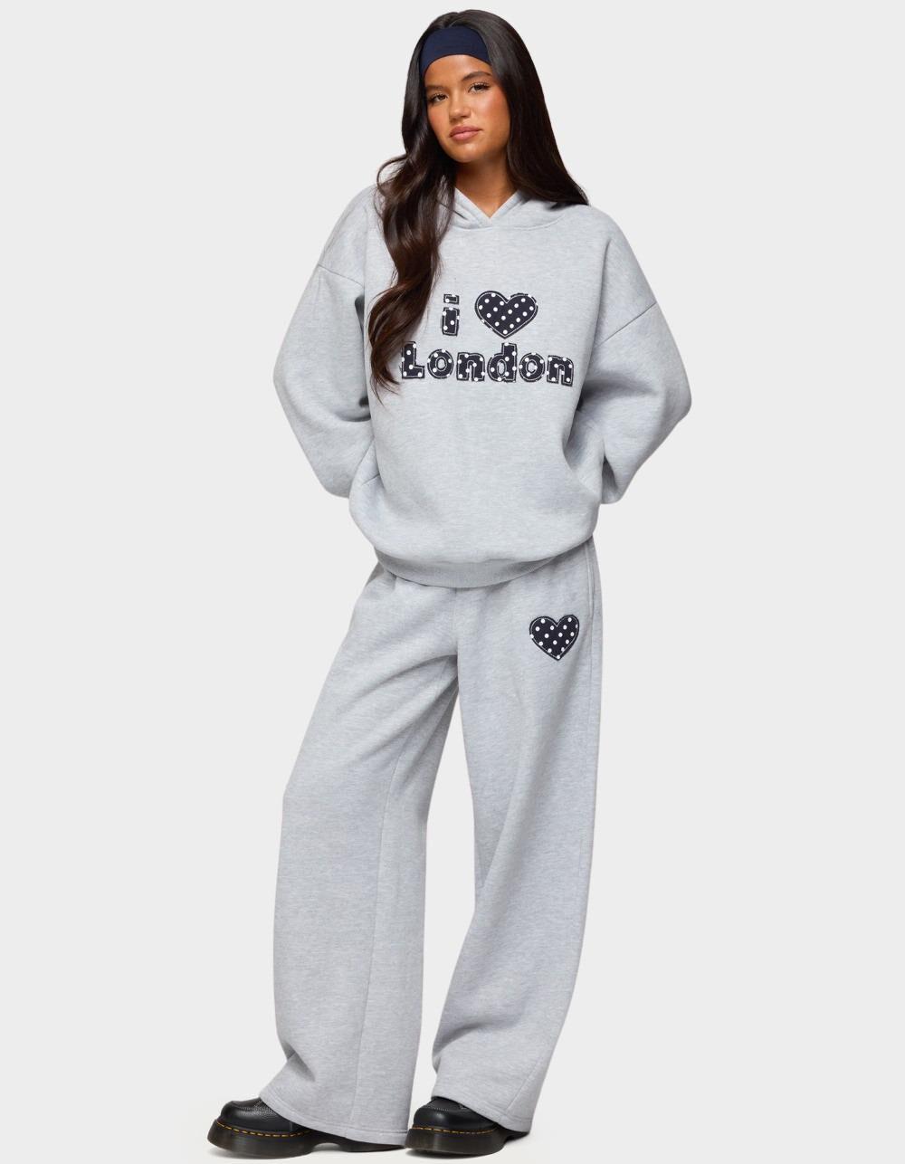 EDIKTED I Heart London Sweatpants - GRAY Product Image