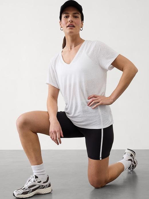 Getaway Linen Blend V-Neck Tee Product Image