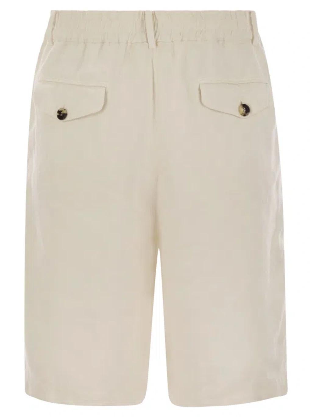 BRUNELLO CUCINELLI Bermuda Shorts In Light Délavé Linen Canvas Product Image