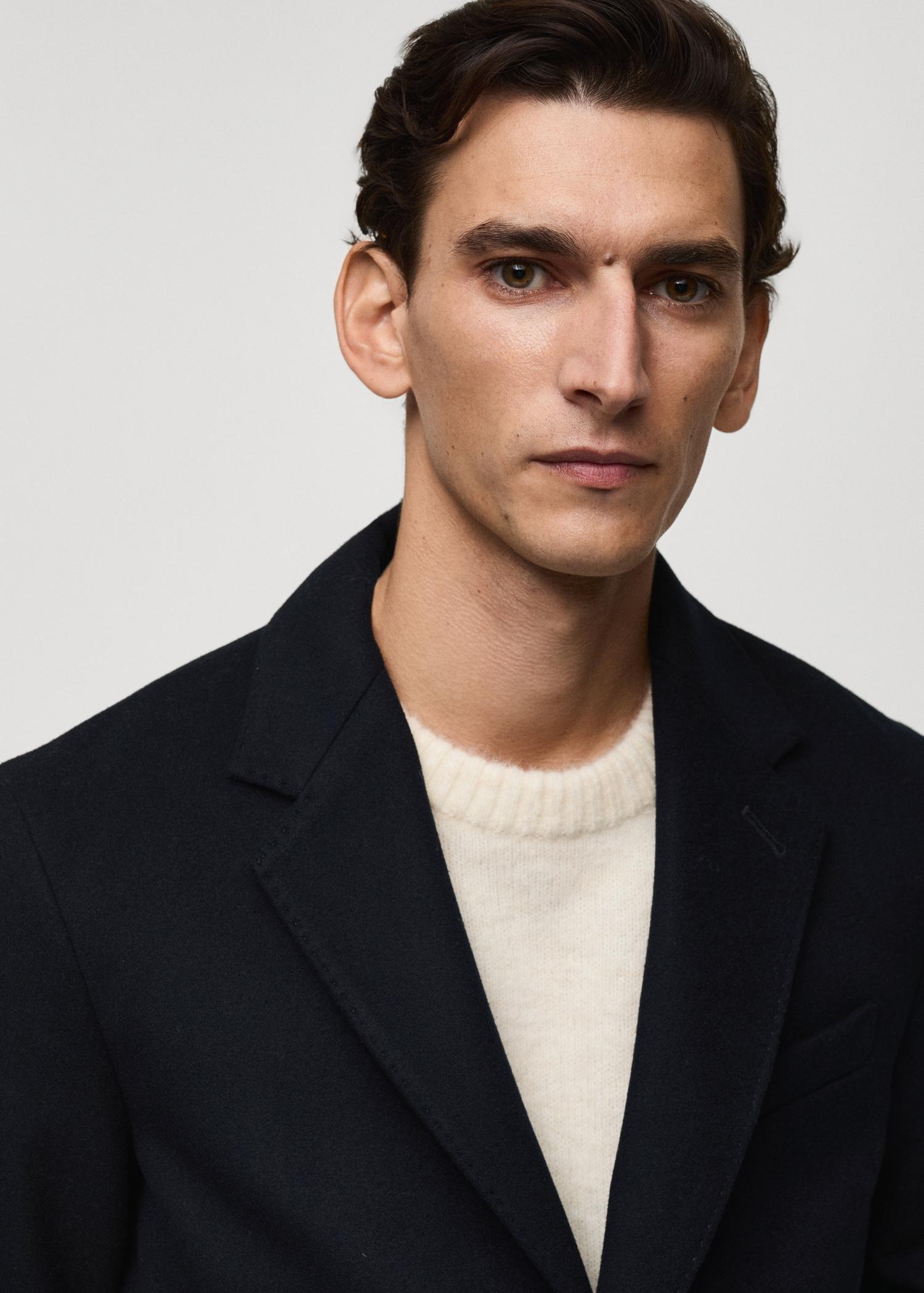 Long recycled wool coat - Men | MANGO USA Product Image