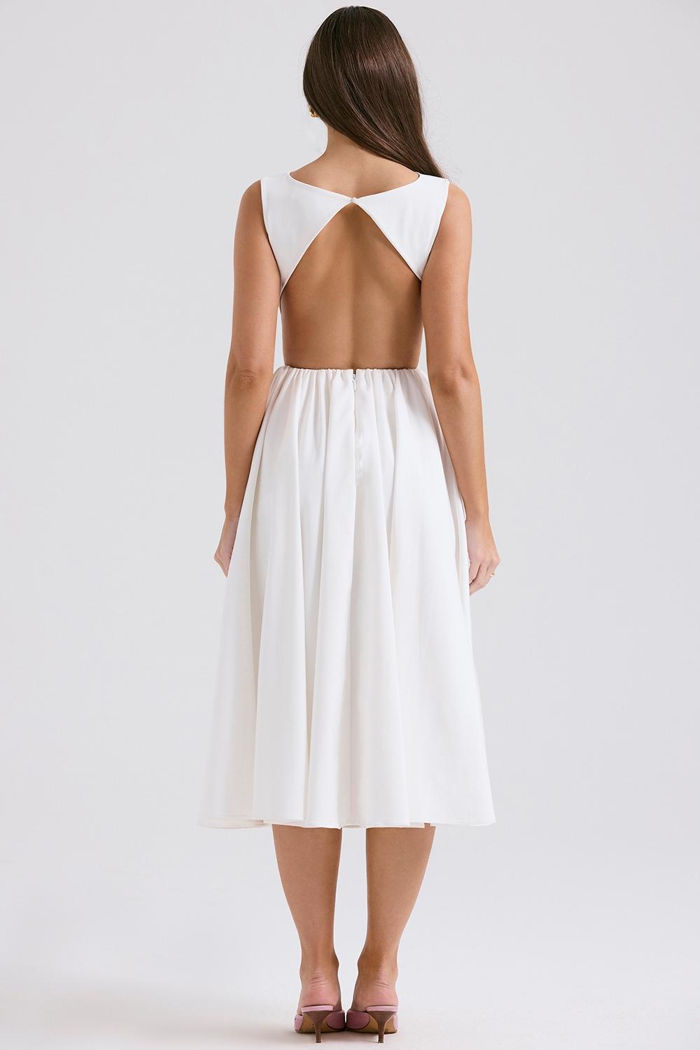 Cindy  white twill midi sundress Product Image