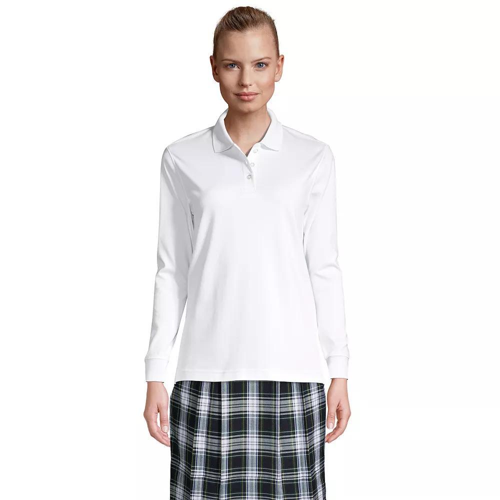 Women's Tall Lands' End School Uniform Long Sleeve Interlock Polo,  Product Image