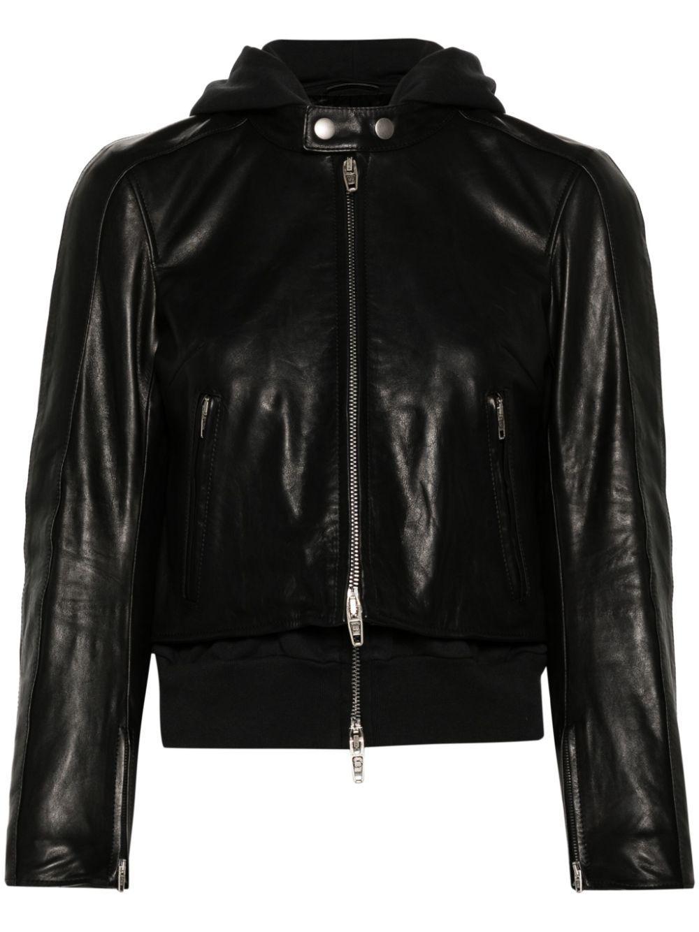 BALENCIAGA Lederjacke Im Lagen-look In Black Product Image