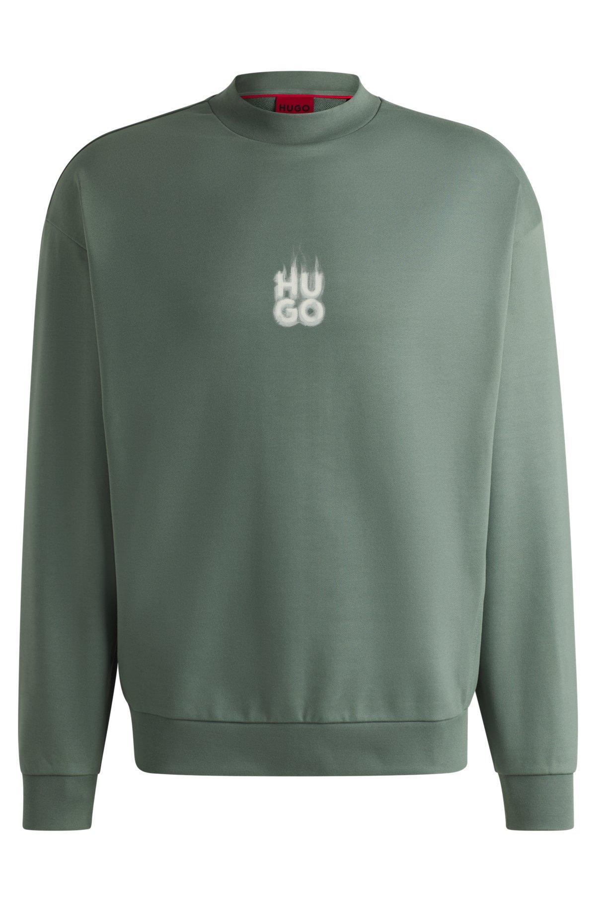 Cotton-terry sweatshirt with stacked smoke logo prints Product Image