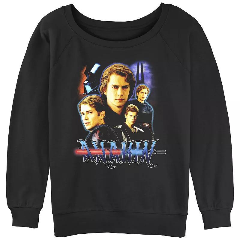 Juniors' Star Wars Anakin Skywalker Collage Slouchy Terry Graphic Pullover, Women's, Size: Large, Black Product Image