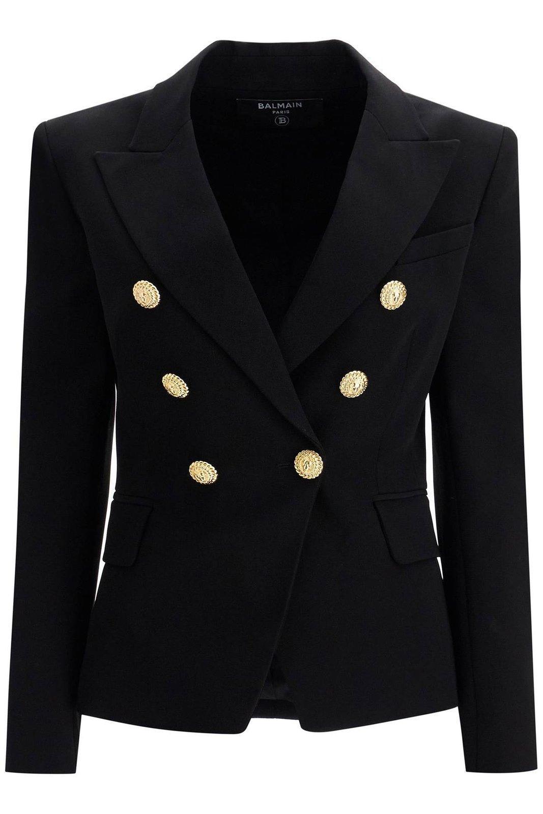 BALMAIN Wool Double-breasted Blazer In Black Product Image