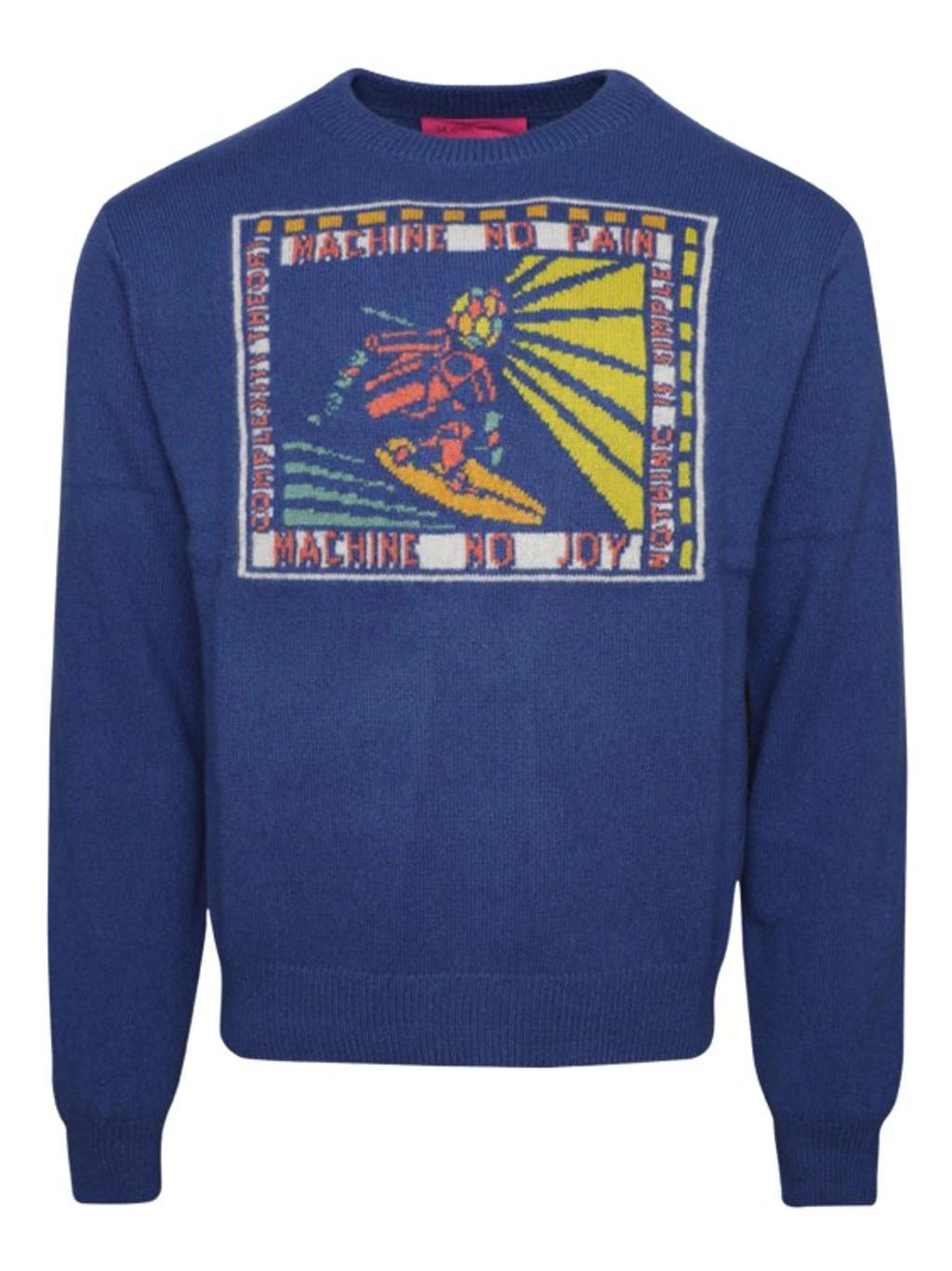 THE ELDER STATESMAN Blue Crewneck Sweatshirt In Blue Jay Product Image