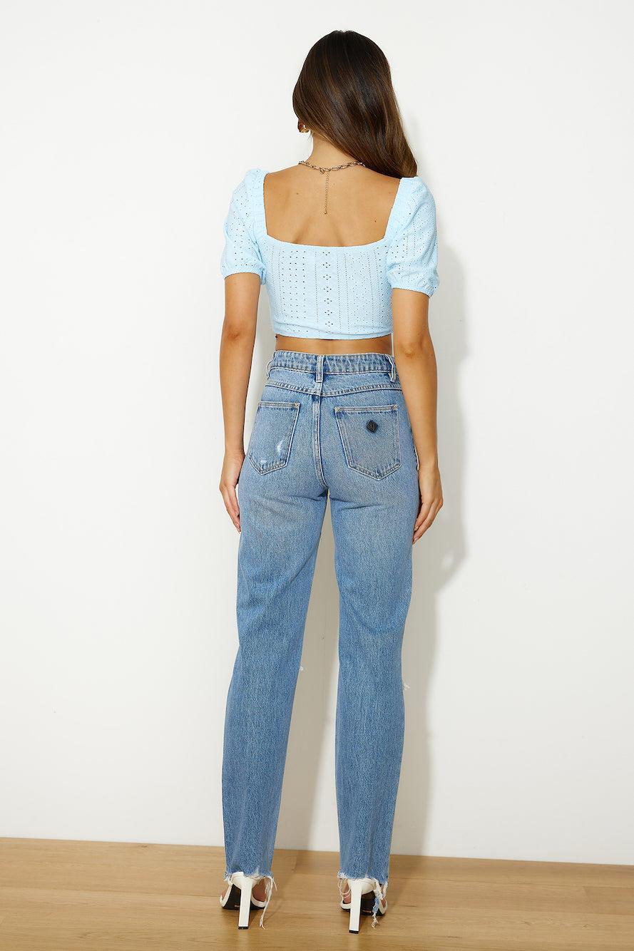 Cooler Than You Crop Top Blue Product Image