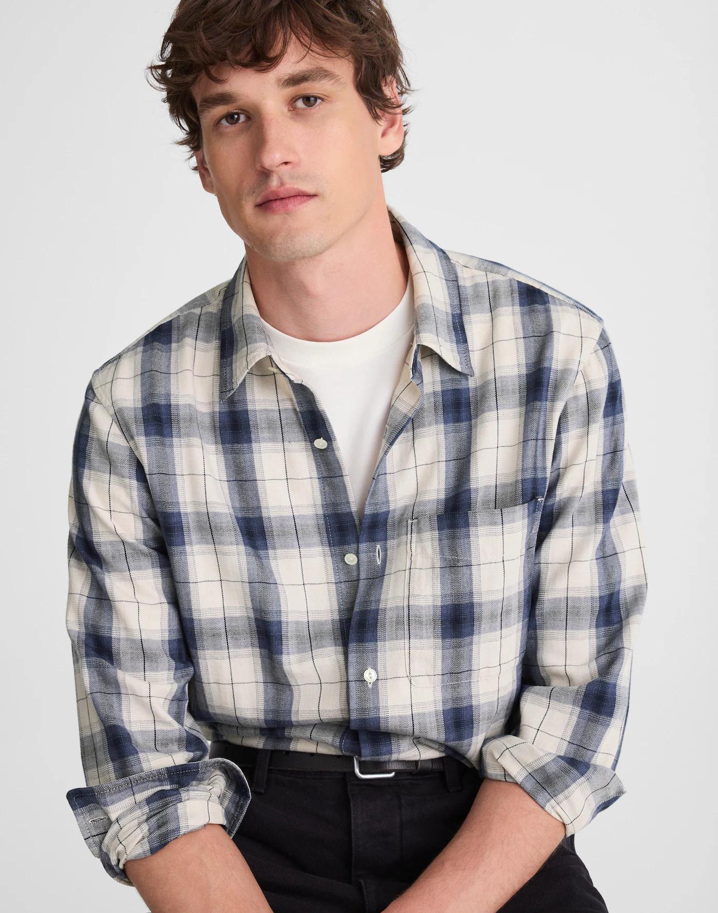 Lightweight Flannel Button-Up Shirt Product Image