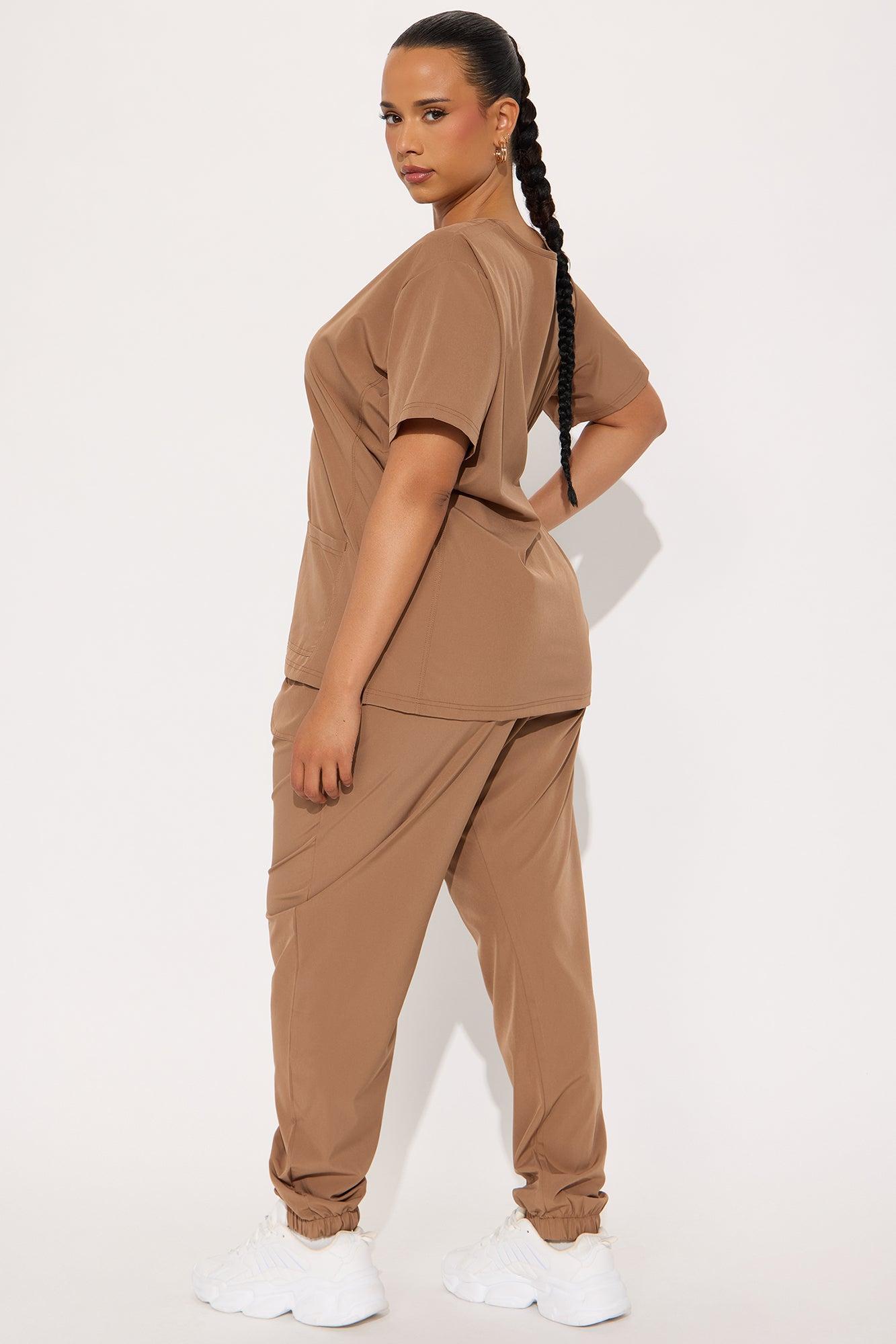 Care For You 4 Way Stretch Scrub Uniform Jogger Set - Chocolate Female Product Image