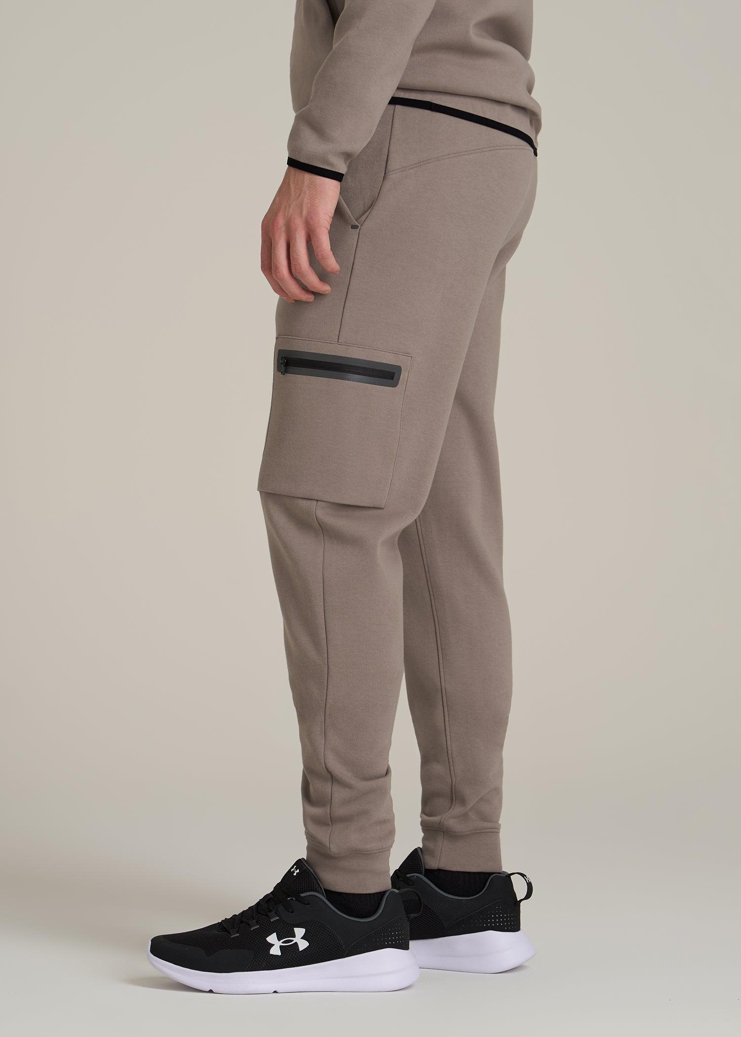 Tech Motion Fleece Cargo Joggers for Tall Men in Portobello Male Product Image