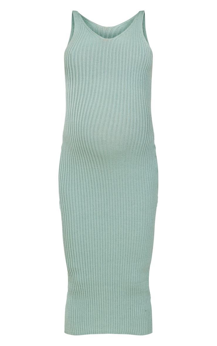 Maternity Sage Knitted V Neck Midi Dress Product Image