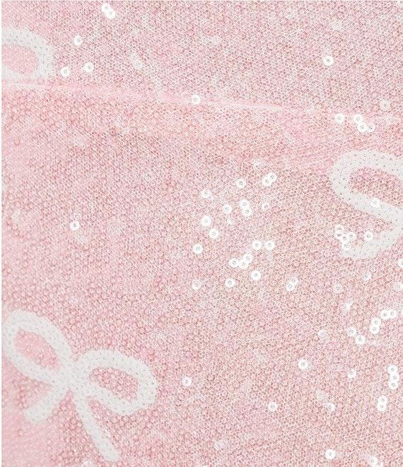 B. Darlin Bow Printed Cowl Neck Lace-Up Back A-Line Sequin Dress Product Image