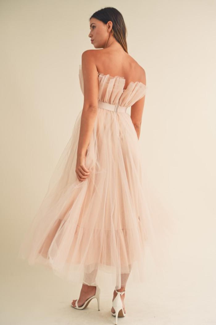 Belted Tulle Midi Dress Product Image