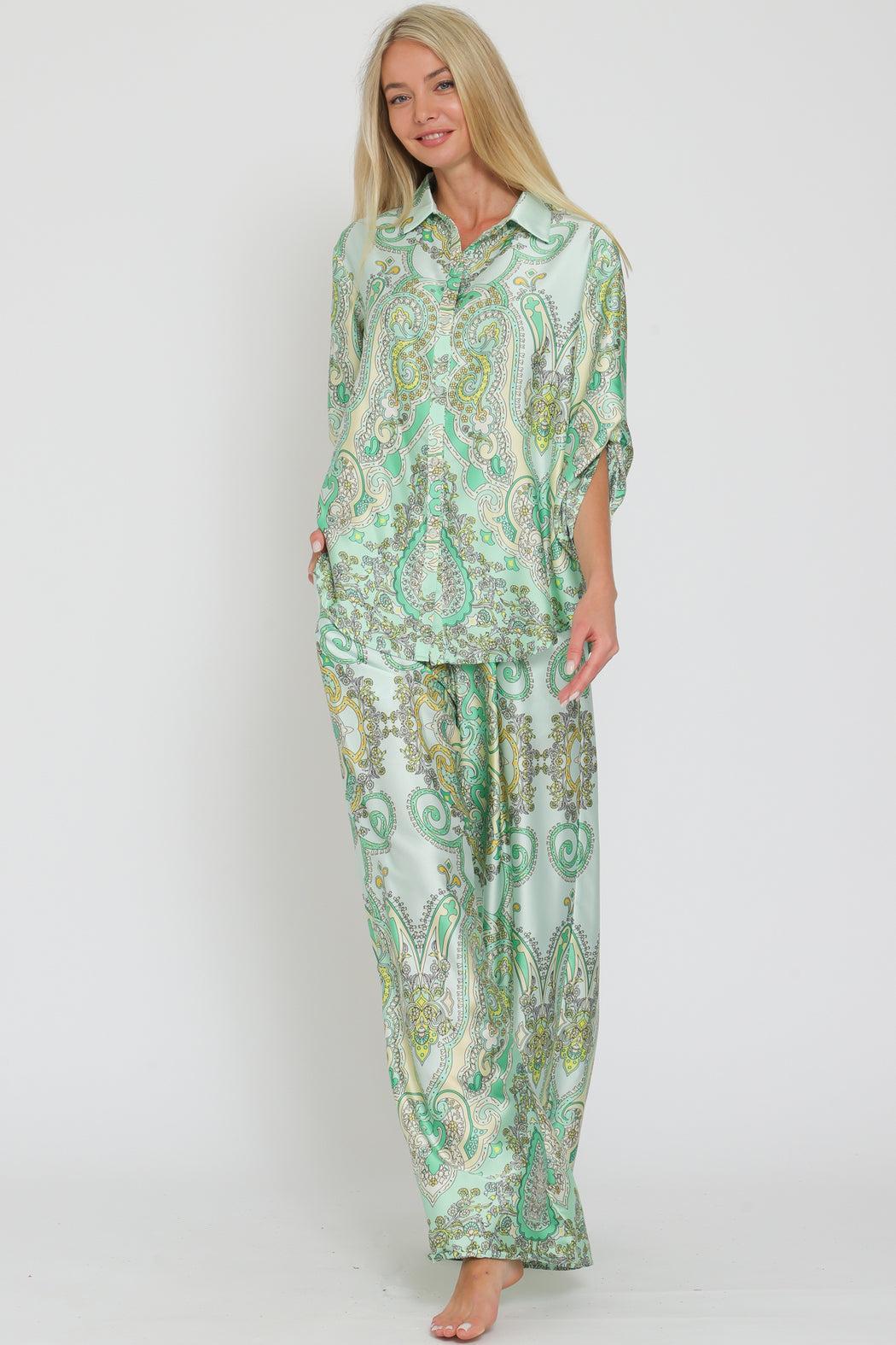 Paisley Palazzo Pant with Elastic Waistband Product Image