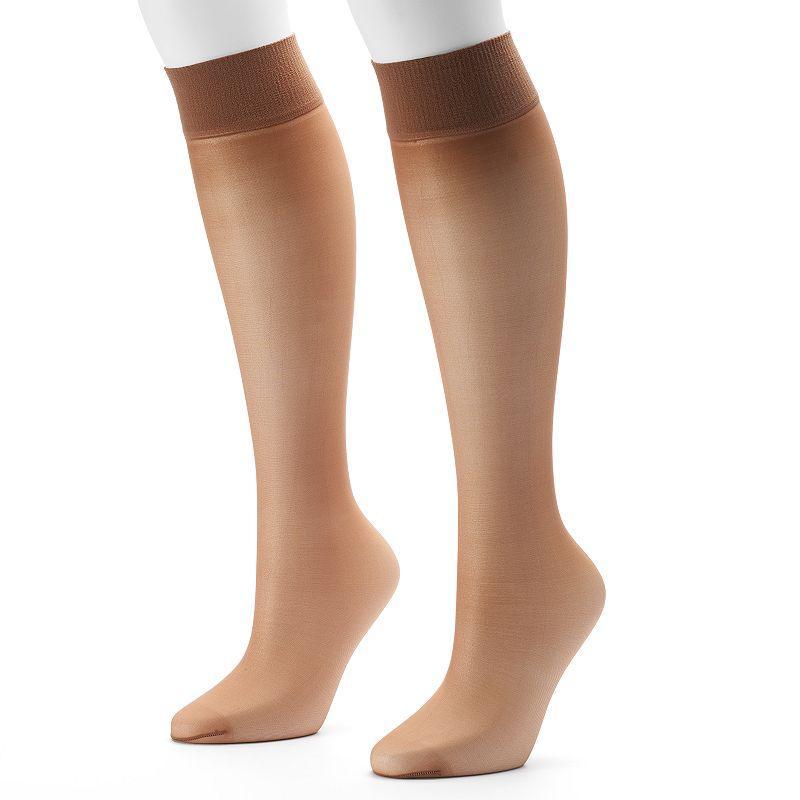 Hanes Alive Full Support Sheer Knee Highs, 2-Pack Little Color Womens Product Image