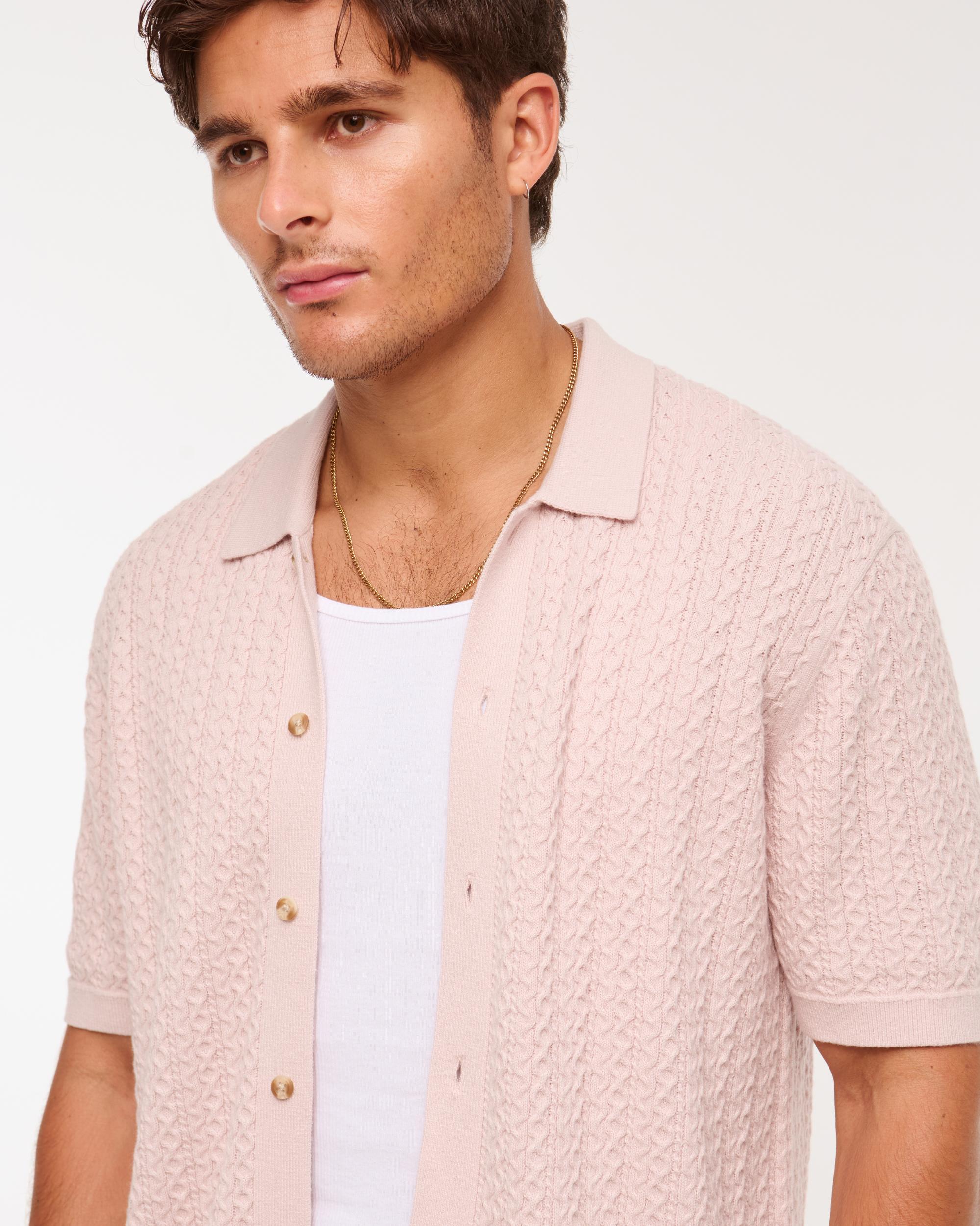 Cable Button-Through Sweater Polo Product Image