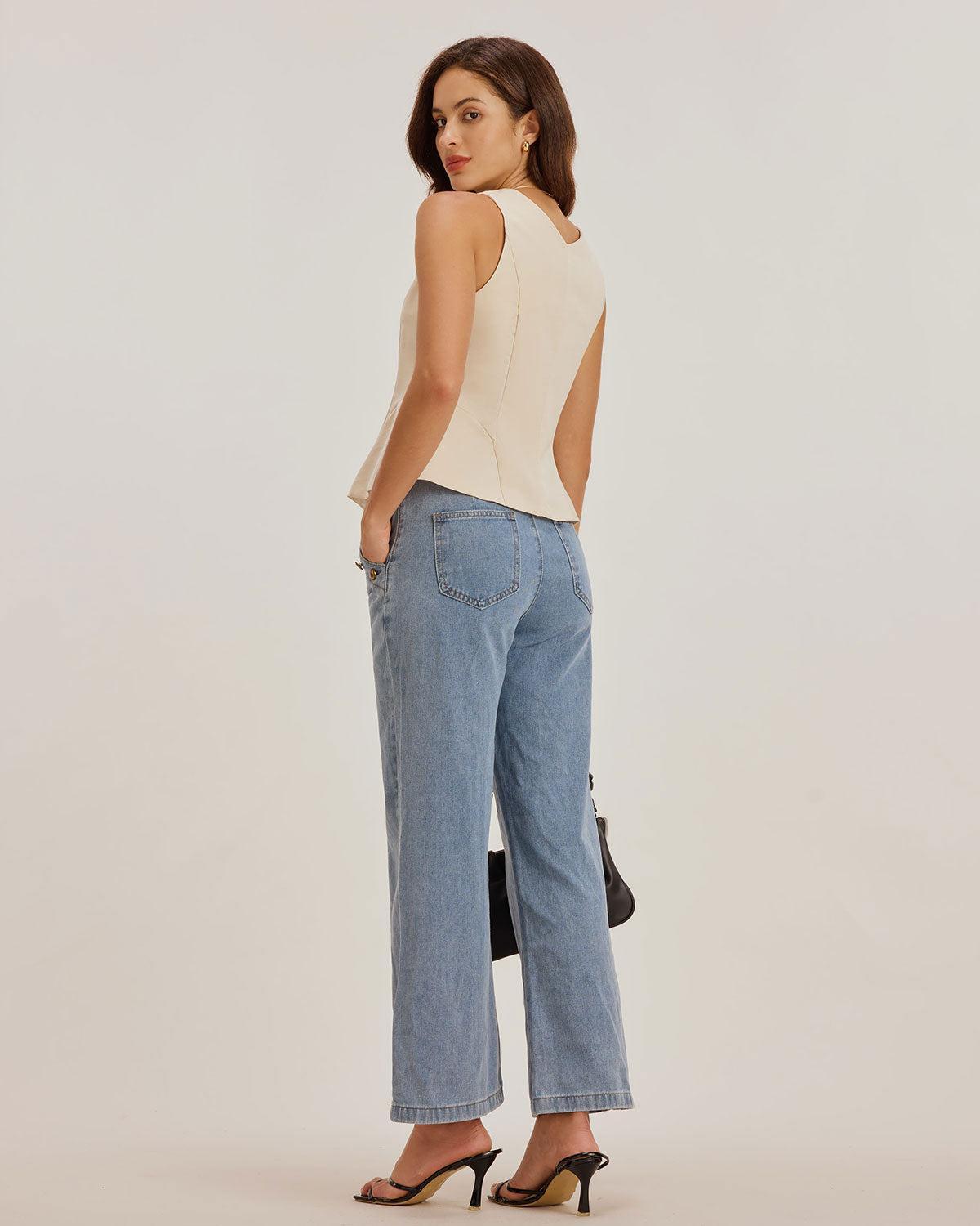 Apricot Textured Button Vest Product Image