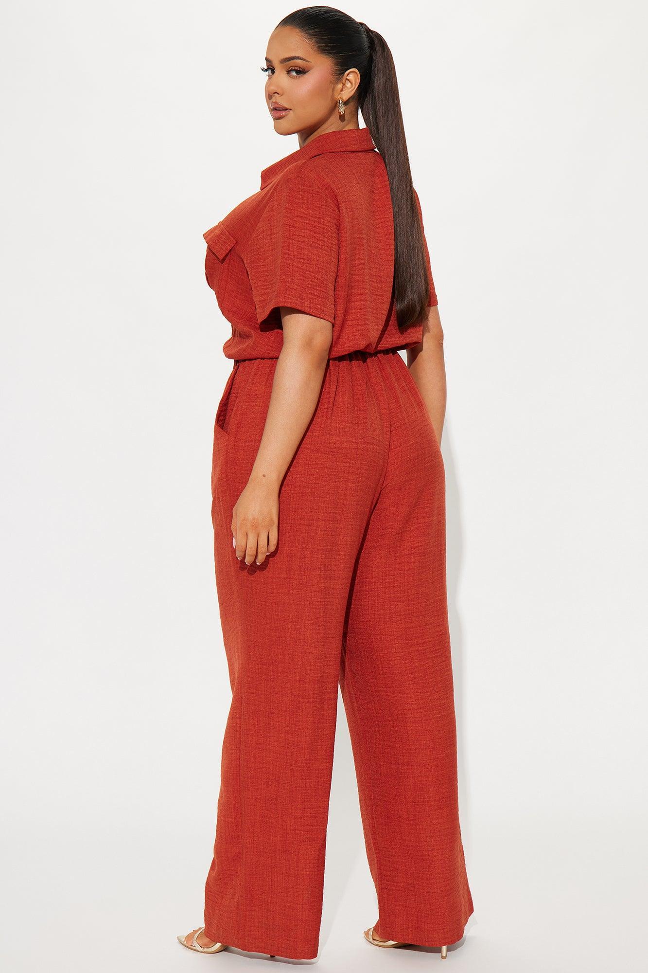 Come Find Me Linen Jumpsuit - Rust Product Image