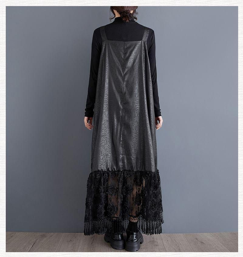 Lace Panel Midi A-Line Jumper Dress Product Image