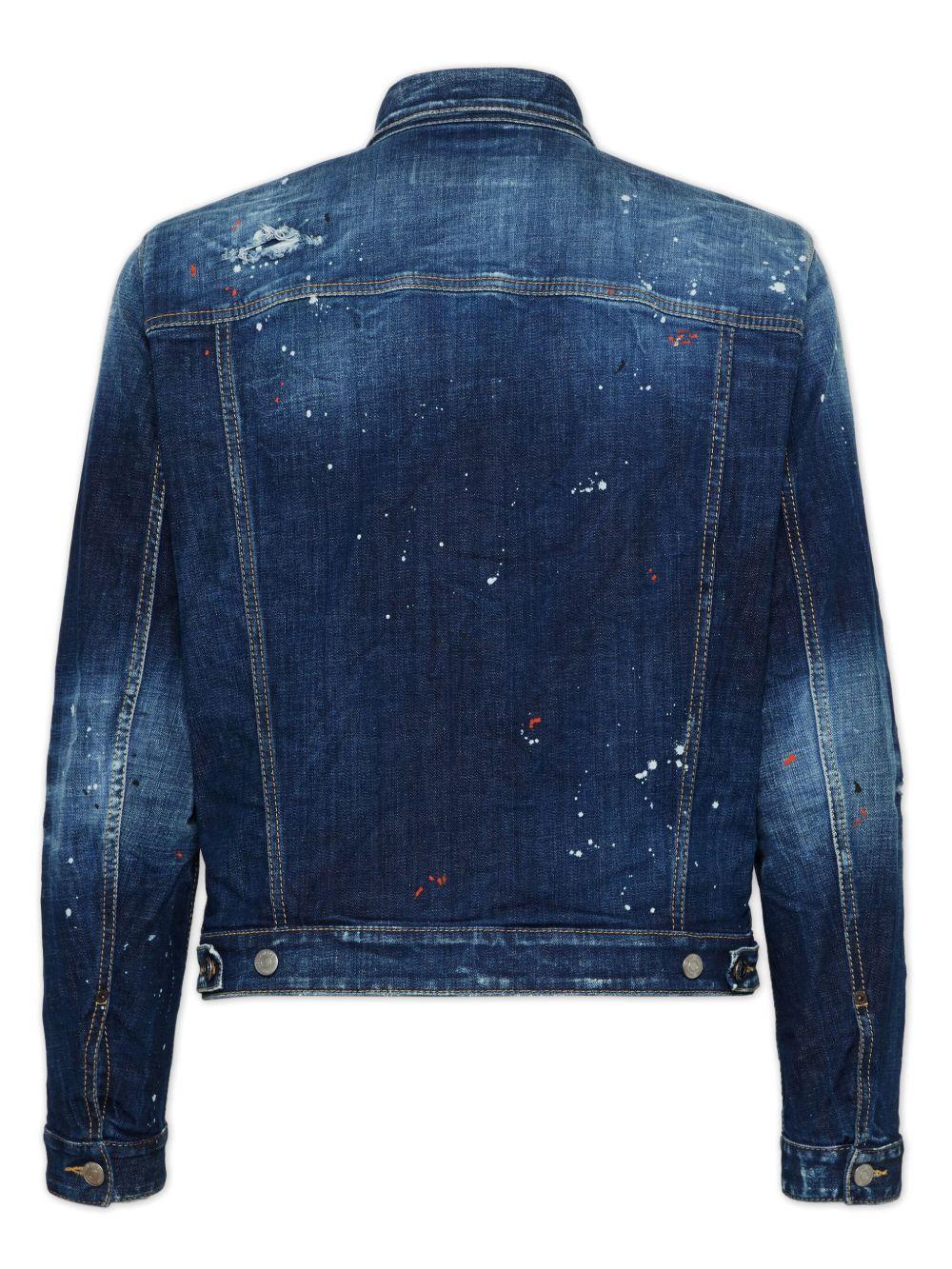 paint-splattered denim jacket  Product Image