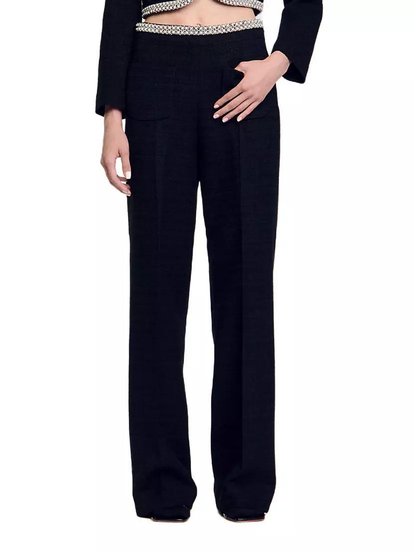 High-Waisted Tweed Trousers Product Image