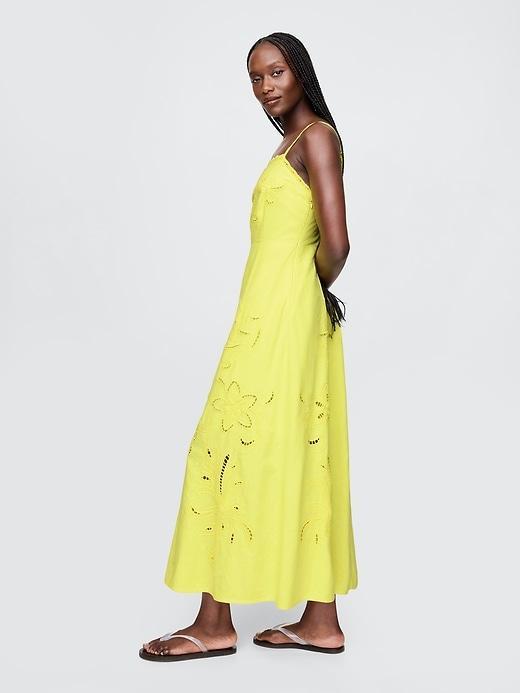 Linen-Blend Embroidered Maxi Dress Product Image